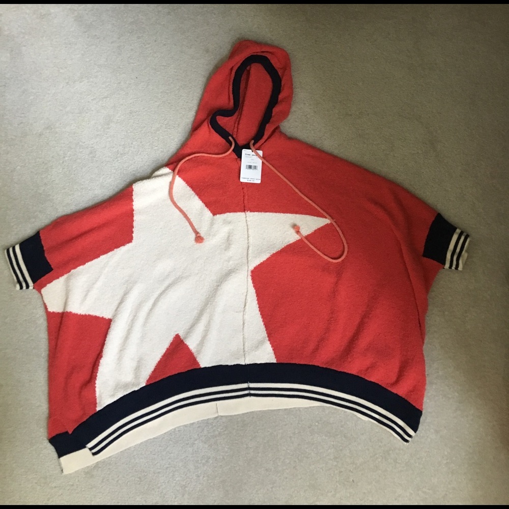 Free People terry hoodie short sleeves pullover